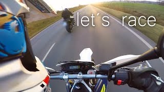 Husqvarna 701 vs Naked Bike || Honda Hornet 600 || Drag Race 50-150kmh || Supermoto lifestyle