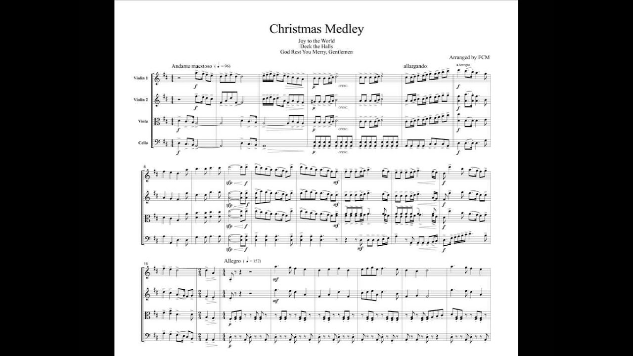 Christmas Carol Medley For String Quartet Ch915 Youtube