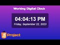 How To Create Working Digital Clock Using HTML CSS & JavaScript | JavaScript Project #javascript