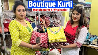 Boutique kurti Manufacturer Kolkata : Cotton kalamkari \u0026 Dabu Mix match Kurti/ A Line Dress Garia