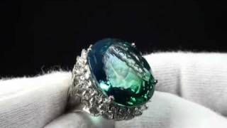 BLUE \u0026 GREEN AMETRINE, WHITE SAPPHIRE SILVER RING