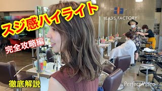 スジ感ハイライトの失敗しない入れ方、完全攻略！！　balayage ! 簡単なやり方ハイライトカラー、バレイヤージュカラー