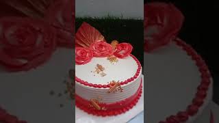 Red flower cake design#half kg cake cake mein#bestbirthdaycakedesign