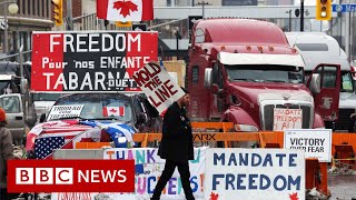 Ottawa locals plead for end of trucker protest in Canadian capital - BBC News