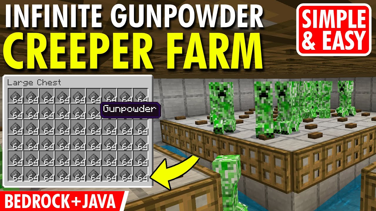 *EASIEST* 1.21+ CREEPER FARM (UNLIMITED GUNPOWDER) - Minecraft (Bedrock ...