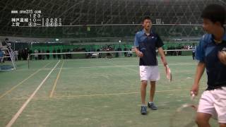 ★高校ソフトテニス　近畿インドア2015　男子団体戦　予選一位リーグ　上宮高校ー神戸星城高校２　内本・丸山ー松本・古川