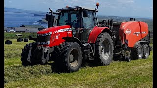 massey ferguson 7618 200hp and a cuhn baler  in action in kerry head ireland