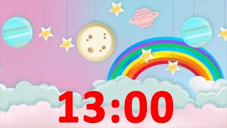13 Minute Timer Rainbow 🌈 with Music and Alarm for Kids Countdown Videos