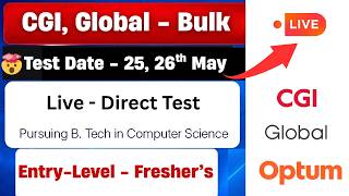🔴Finally Live - Direct Test Hiring 2026 | CGI Bulk Hiring 2026 | 2028, 2207, 2026 Batch Hiring