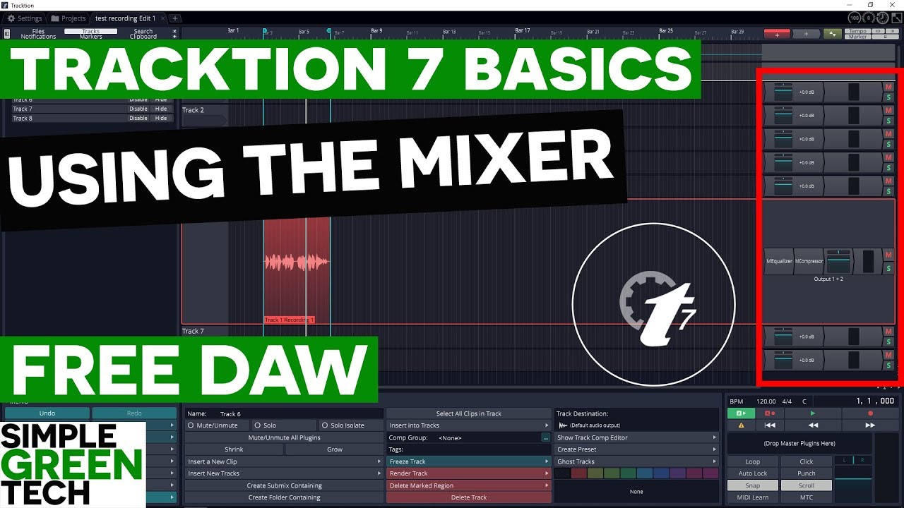 Tracktion 7 Tutorial Using The Tracktion Mixer Youtube
