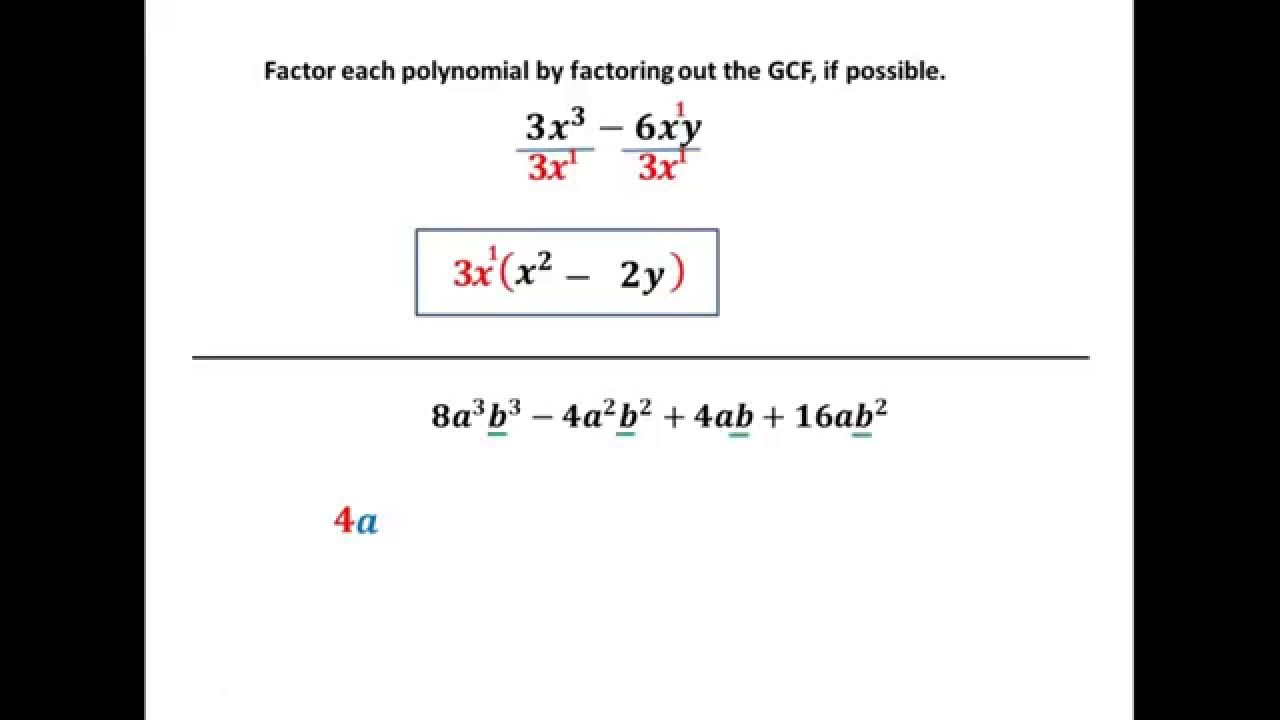 Factoring: Factoring Out The Greatest Common Factor - YouTube