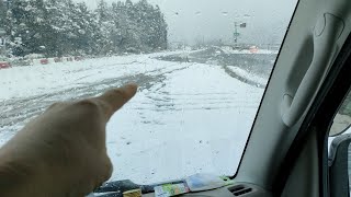 晴天→トンネル→雪道！！奥美濃のスキー場手前の高速道路！12月15日、13時6分