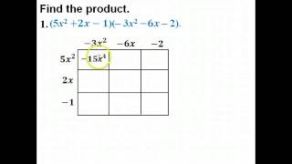 4.1 Multiplying polynomials Box method 3x3