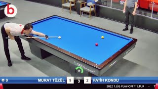 Murat TÜZÜL vs Fatih KONDU 3 BANT BİLARDO ŞAMPİYONASI 1.LİG PLAY-OFF 1.TUR - 3 Cushion Billiards