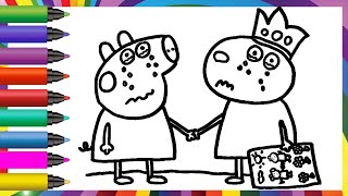 Drawing and Coloring Peppa Pig and Suzy Sheep Saying Goodbye 🐷😭🐑🫂 Drawings for Kids