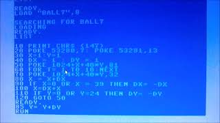 bouncing ball code and run c64