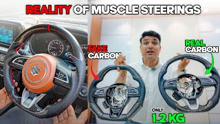 Real CARBON FIBRE Muscle Steerings for CRETA,CARENS \u0026 MARUTI CARS: Fake vs Real Carbon | 📞7977662321