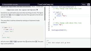 Lesson 69 | Basic JavaScript | Comparisons with the Logical And Operator