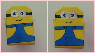 DIY Mini Paper Minions Storage Box / Easy Paper Craft / Origami Box