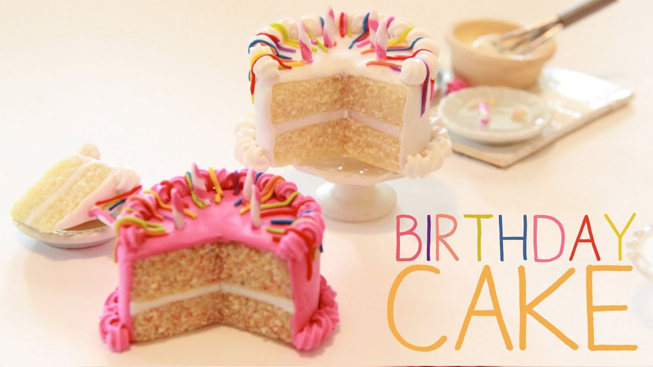 Birthday Cake Miniature Polymer Clay Tutorial Youtube