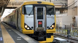 E257系500番台入線.通過.発車する列車。(1)