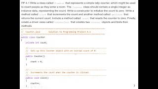 Java Code Lab 4: Implementation of a Counter Class and Car Class with instance variables and methods