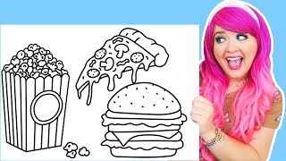 Coloring Pizza, Burger & Popcorn Coloring Pages
