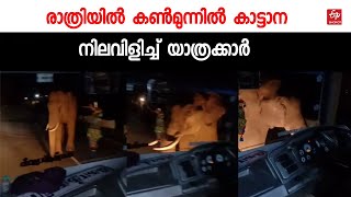 രാത്രിയില്‍ ബസിന് മുന്‍പില്‍ കാട്ടാന, നടന്നടുത്ത് ഗ്ലാസ് തകര്‍ത്തു, നിലവിളിയോടെ യാത്രക്കാര്‍