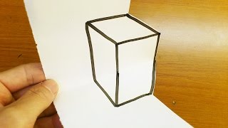 Very Easy!! How To Drawing 3D Box - Anamorphic Illusion