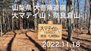 【ハイキング】 山梨県 大菩薩連嶺 大マテイ山・奈良倉山 2022.11.18