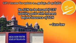 No SCN to be issued If GST liability paid with Interest before issuance of SCN