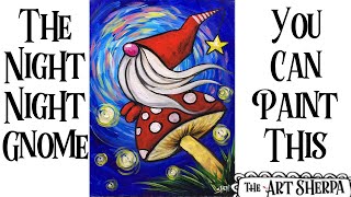 The Night Night Gnome - Easy Gnome beginning acrylic painting step by step | TheArtSherpa