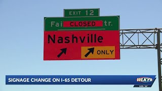 Sign changes coming to I-65 detour route after first two days of work