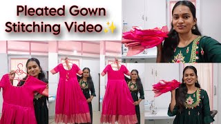 Saree ல Pleated Gown Stitching Full Video✨@rajisstory22 #tailoringchannel #fashion #stitch