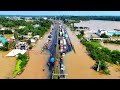 পাঁশকুড়া কংসাবতী নদীর জল বাঁধ ভেঙে রাতুলিয়া গ্রামে ঢুকলো 🥹 drone flood views