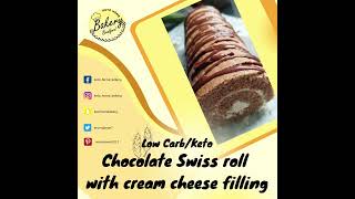 keto lowcarb Chocolate Swiss roll with cream cheese filling