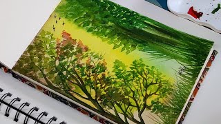 Beautiful watercolour painting/Forest painting/watercolour painting for beginners/Easy drawing