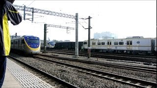 2013/11/24-通勤電聯車EMU800型原型車(801+802)試運轉8784次,北新竹站開車(含電子行先).