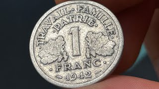 1942 Vichy France 1 Franc Coin • Values, Information, Mintage, History, and More