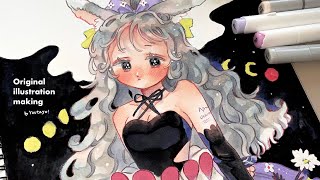 【コピック】オリジナルイラストメイキング #27・バニバニ🐰🌖