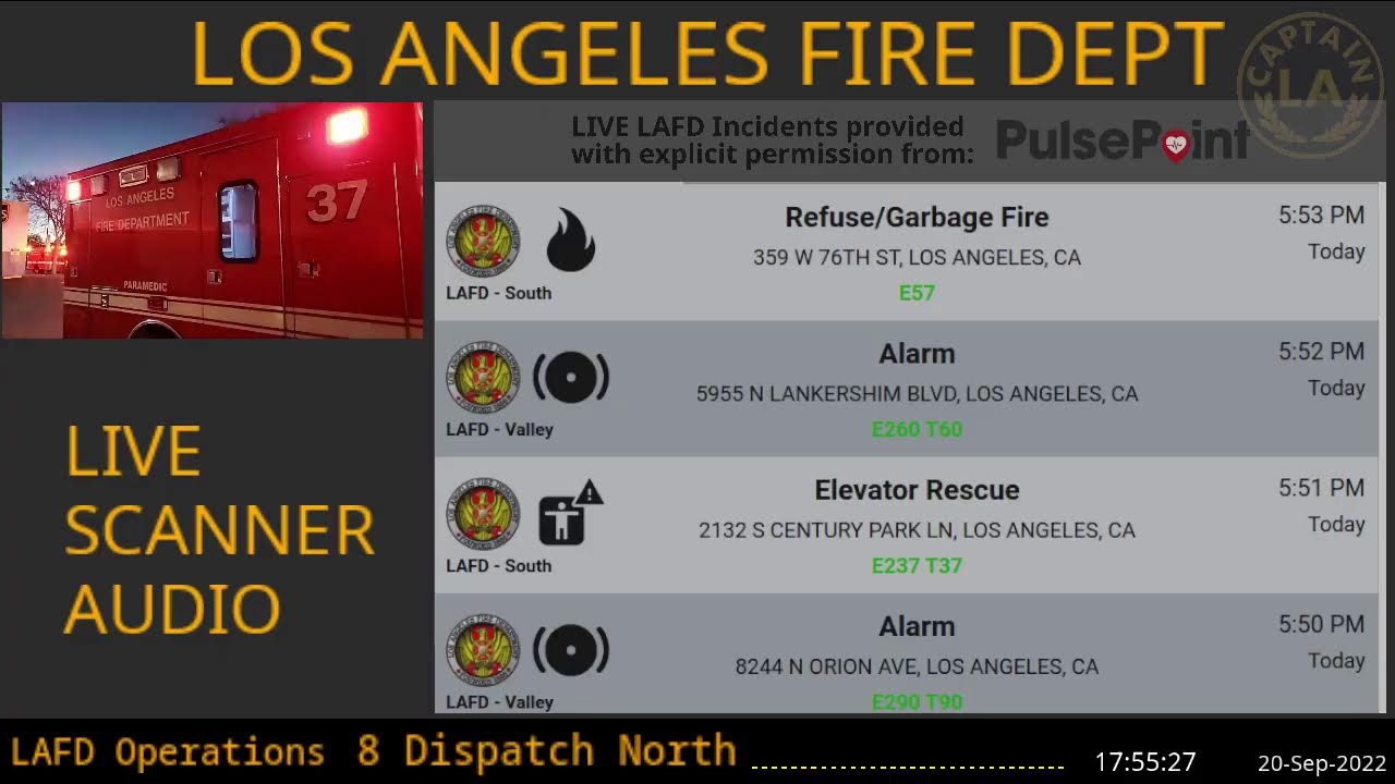 20 Sep 2022 Lafd Los Angeles Fire Department Scanner Radio Archive