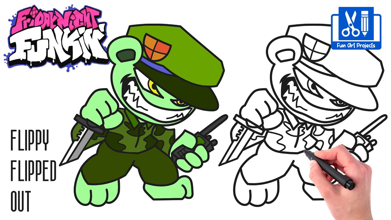 How To Draw Fnf Mod Character Flippy Flipped Out Easy Step By Step ...