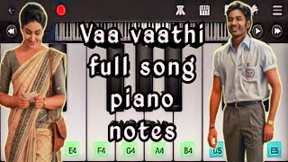 Vaa vaathi full song | Dhanush | G V Prakash | Piano notes | Keyboard notes | Vaathi | Wifi Musicz