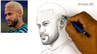 How to Draw Neymar Jr | Neymar PSG Football  Player, pencil Sketch