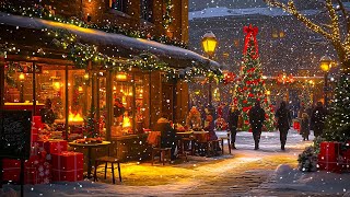 Winter, Fireplace and Light Jazz❄️Sweet Combination for Cozy Winter with Snowfall on the Street