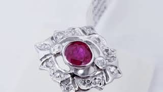 $4700 14K  Ruby(0.35ct) 14 Diamond(0.2ct) Ring