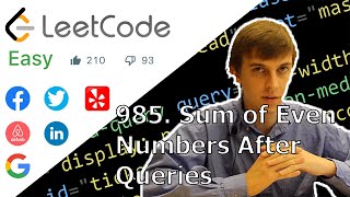LeetCode 985. Sum of Even Numbers After Queries Solution Explained - Java