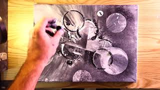 Black \u0026 White Circles Abstract Painting In Acrylics | Painting Techniques | Art Demonstration