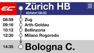 SBB FFS Ansagen/annunci » EuroCity Zürich HB — Bologna Centrale (2022) | SLBahnen