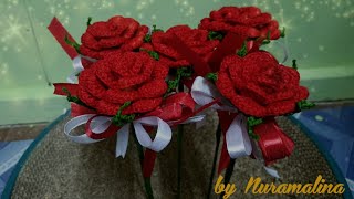 bunga ros kait _ bunga telur _ rose crochet _ #crochet #mengait #merajut #flowers #bungatelur